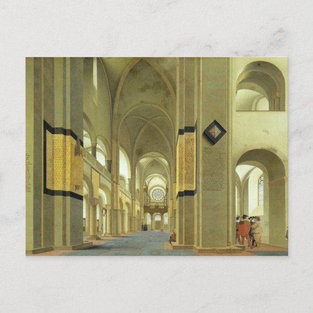 Postal Interior de la Marienkirche en Utrecht, 1638 (Anverso)