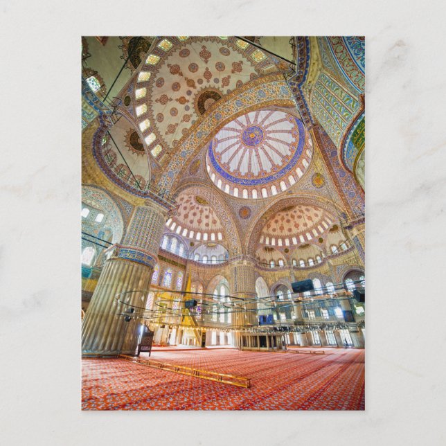 Postal Interior de la Mezquita Azul en Estambul (Anverso)