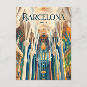 Postal Interior de la Sagrada Família España