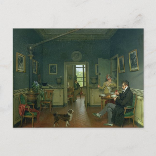 Postal Interior de un comedor, 1816 (Anverso)