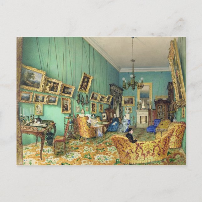 Postal Interior de un salón, 1847 (Anverso)