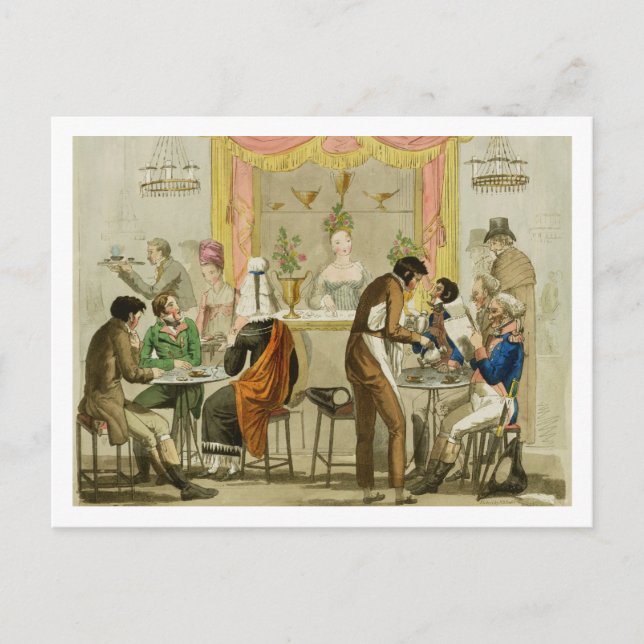 Postal Interior de una casa de café, pub para William Pea (Anverso)