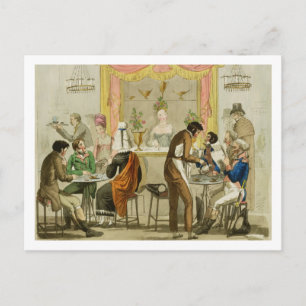 Postal Interior de una casa de café, pub para William Pea