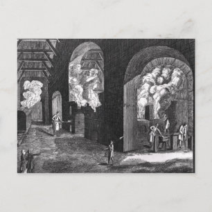 Postal Interior de una fábrica de vidrio