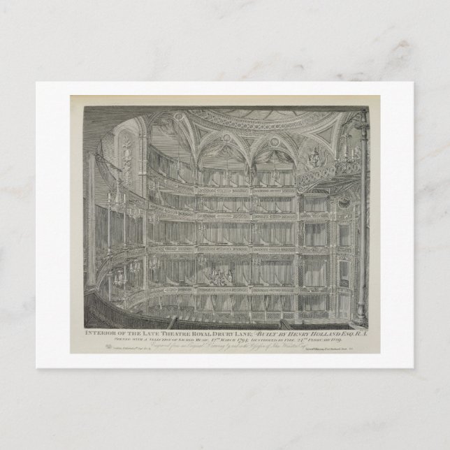 Postal Interior del difunto Teatro Real, Drury Lane, en (Anverso)