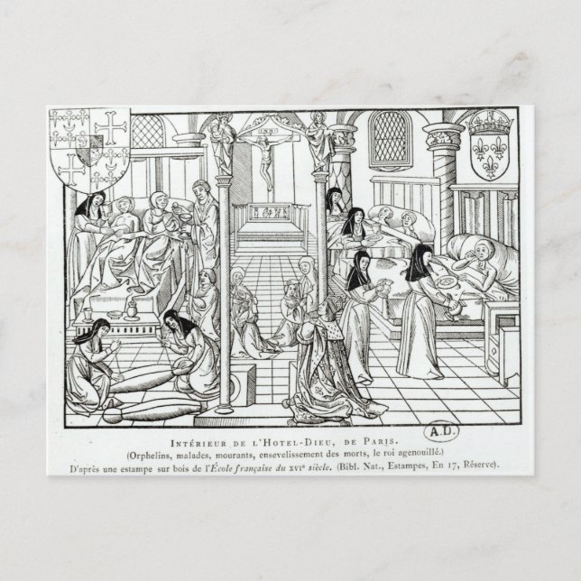 Postal Interior del hospital del Hotel Dieu (Anverso)