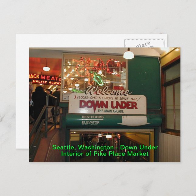 Postal Interior del Pike Place Market Seattle, Washington (Anverso / Reverso)