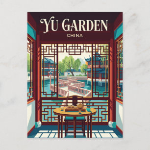 Postal Interior del Teahouse Huxinting del Jardín Yu