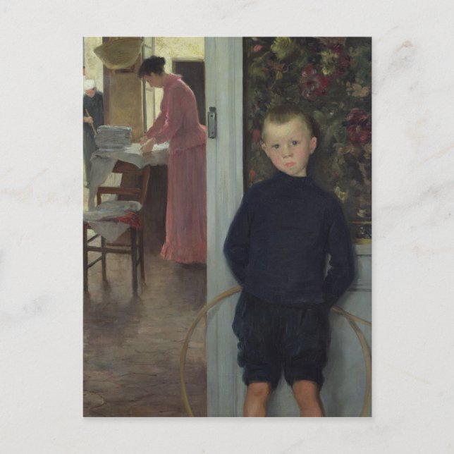 Postal Interior with Women and a Child (Anverso)