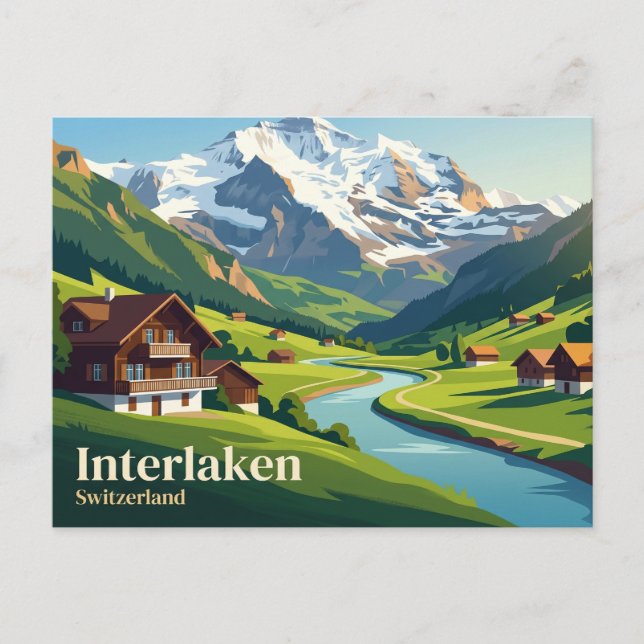 Postal Interlaken Suiza (Anverso)