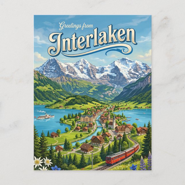 Postal Interlaken Suiza (Anverso)