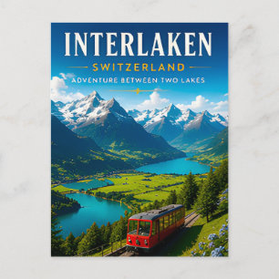 Postal 🏞️ Interlaken Suiza Decoración de Hogar Valle Alp