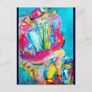 Postal INTÉRPRETE DE ACORDÉON EN LA NOCHE A acuarela