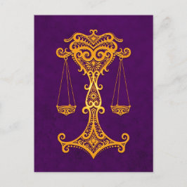 Postal Intrincado Zodiaco libio amarillo sobre morado