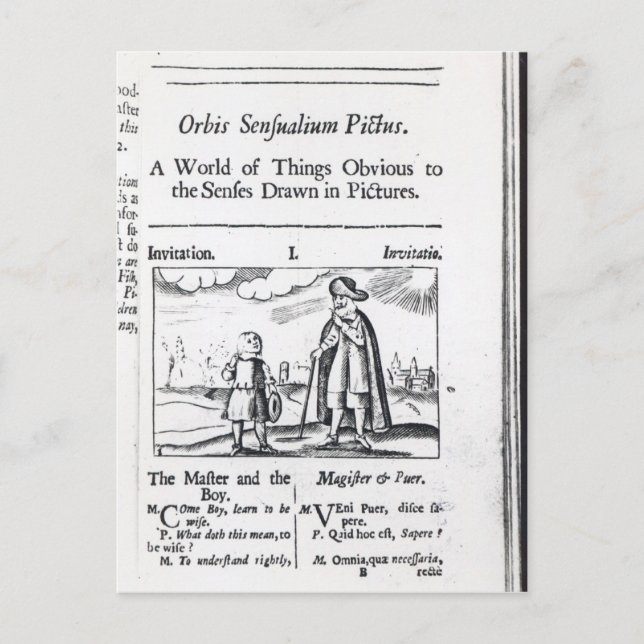 Postal Introducción a "Orbis Sensualium Pictus" (Anverso)