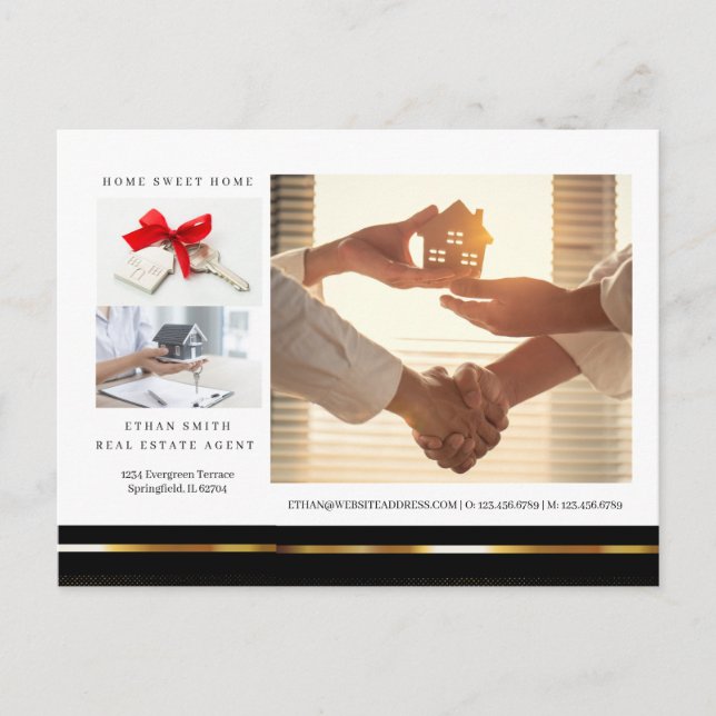 Postal Introducción al marketing inmobiliario en negro y  (Anverso)