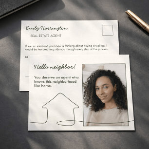 Postal Introducción de Arte de Línea Agente Inmobiliario 
