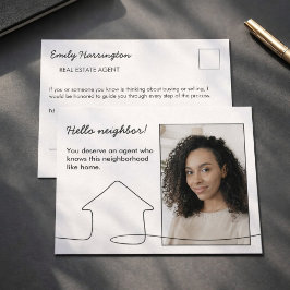 Postal Introducción de Arte de Línea Agente Inmobiliario 