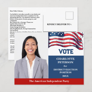 Postal Introducción del candidato de la campaña electoral