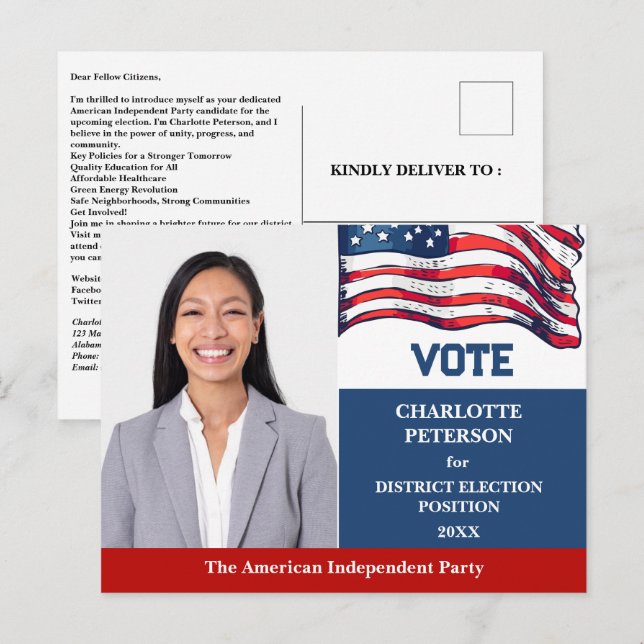 Postal Introducción del candidato de la campaña electoral (Anverso / Reverso)