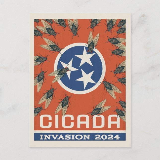 Postal Invasión de Bandera Tennessee Cicada (Anverso)