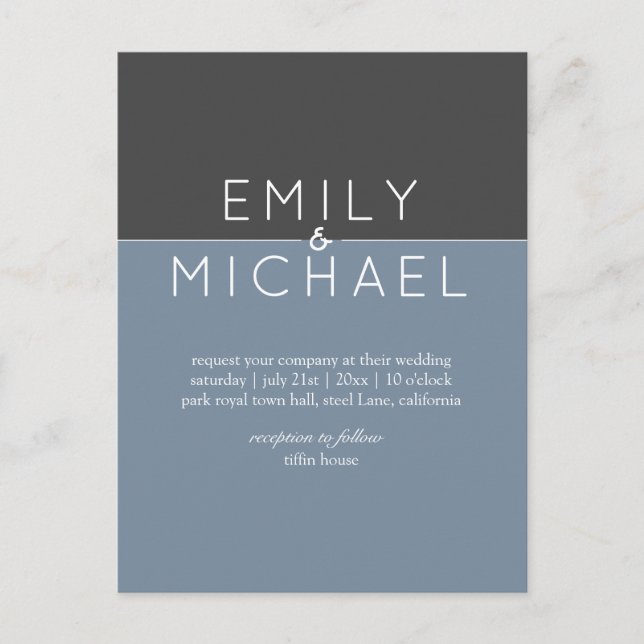 Postal Invasión de Boda moderna de acero al presupuesto a (Anverso)