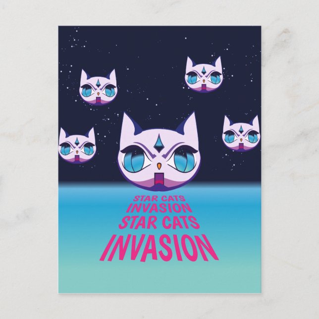 Postal Invasión de Star Cats (Anverso)