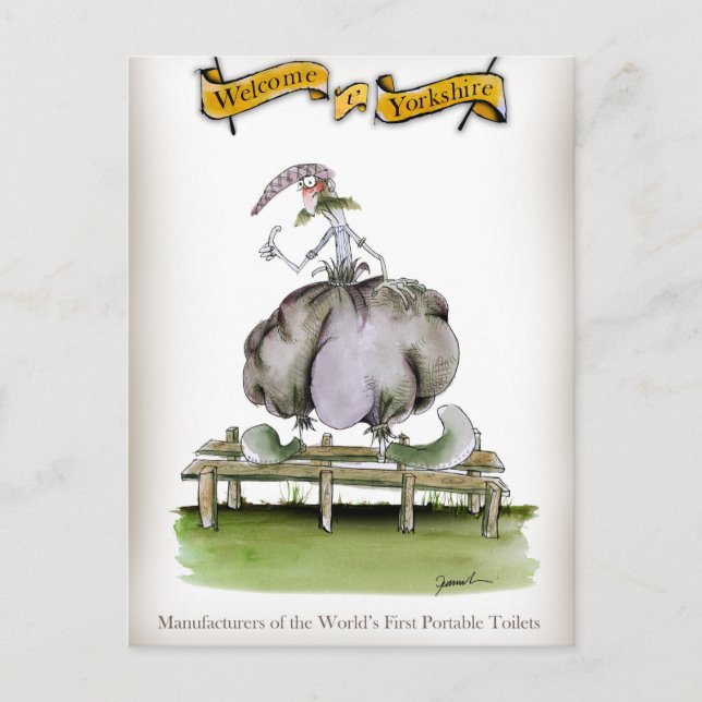 Postal Invención de retretes portátiles de Love Yorkshire (Anverso)