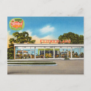 Postal Invernadero de vidrio vintage, Flores