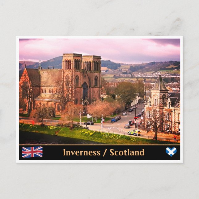 Postal Inverness & Cathedral, Escocia Highlands Capital (Anverso)