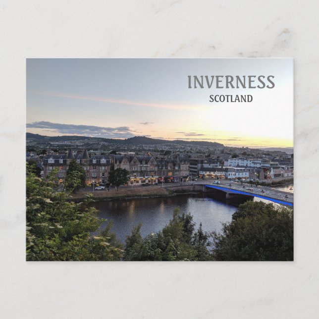 Postal Inverness, Escocia, visión de la ciudad del Reino  (Anverso)