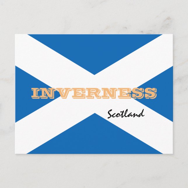 Postal Inverness - Hinchas de la bandera escocesa y de Es (Anverso)