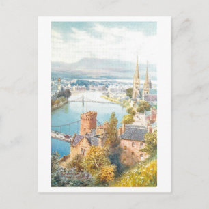 Postal Inverness vintage desde Castle Hill, Escocia