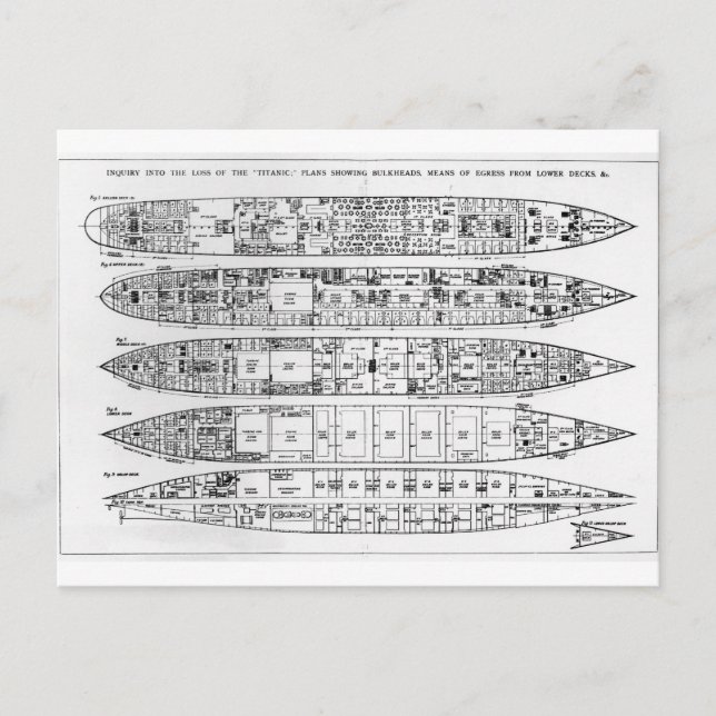 Postal Investigación sobre la pérdida del Titanic: seccio (Anverso)