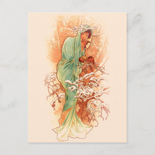 Postal Invierno - Alphonse Mucha Art Nouveau