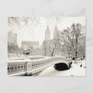 Postal Invierno de Central Park - Nieve sobre puente de B