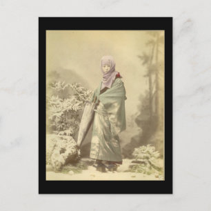 Postal Invierno de Geisha circa 1885