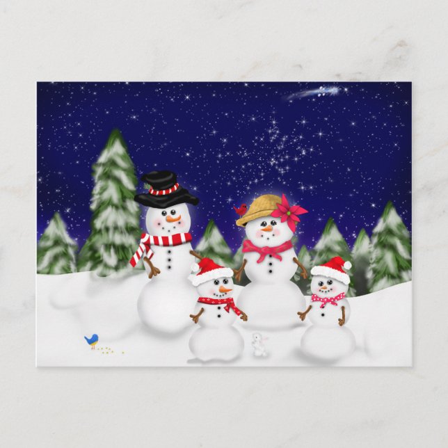 Postal Invierno de la familia Snowman (Anverso)