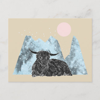 Postal "Invierno de las vacas de Highland"