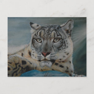 Postal invierno de leopardo de las nieves