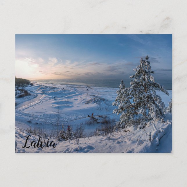 Postal Invierno de nieve Costa del Mar Báltico (Anverso)