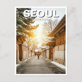 Postal Invierno de Seúl Bukchon en Corea del Sur