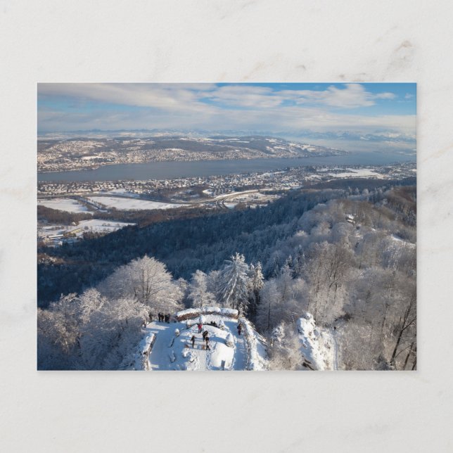 Postal Invierno de Zúrich Suiza (Anverso)