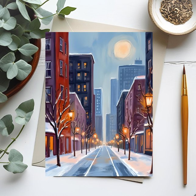 Postal Invierno en Boston | Ciudad de Massachusetts Acuar (Subido por el creador)