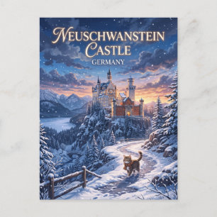 Postal Invierno en el castillo de Neuschwanstein Alemania