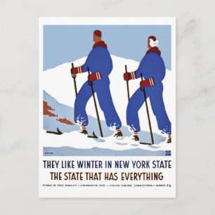 Postal Invierno en el estado de Nueva York, pareja en esq