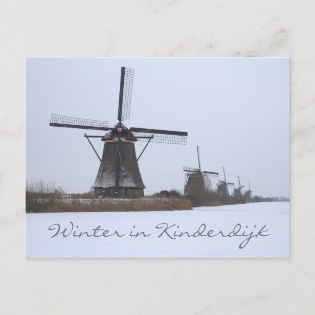 Postal Invierno en Kinderdijk, sitio de la Unesco (Anverso)