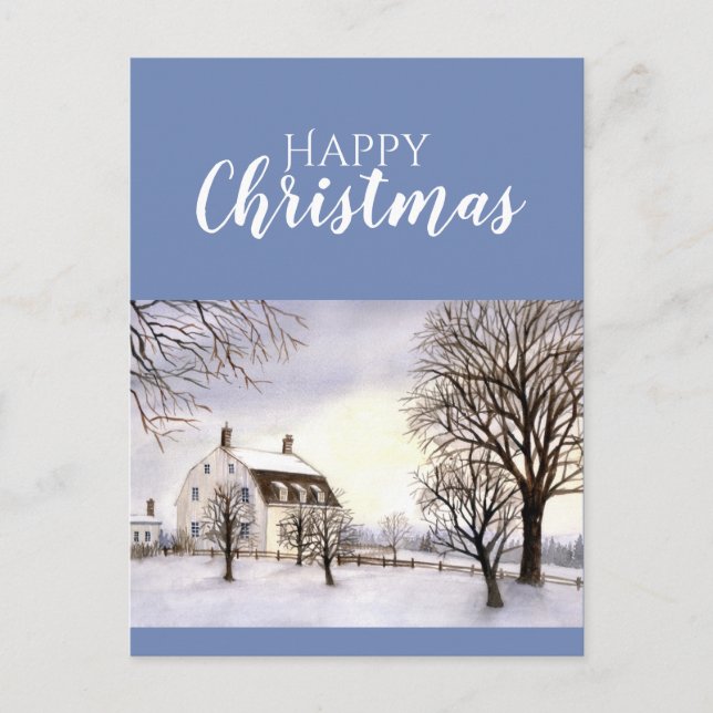 Postal Invierno en la pintura acuática de Nueva Inglaterr (Anverso)