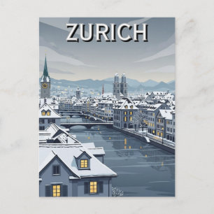Postal Invierno en Zurich Suiza Viajes