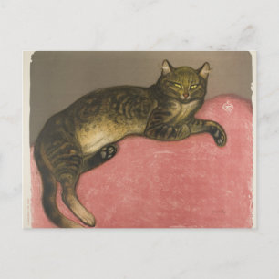 Postal Invierno: Gato en un colchón, R. Steinlen